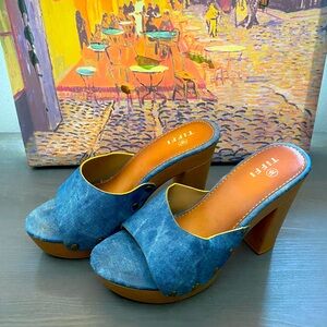 Shoes Faded Jean Adorable Heals